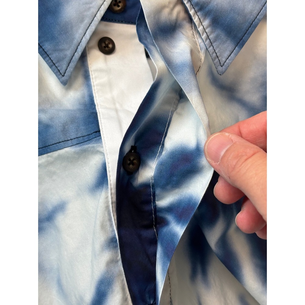 Bassike Tie Dye Organic Cotton Top Blue White Women L Oversized - Picture 6 of 8